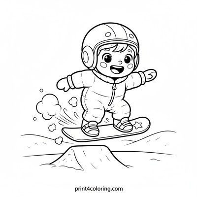Winter Wonder Snowboarder's Cozy Jump - free printable coloring page