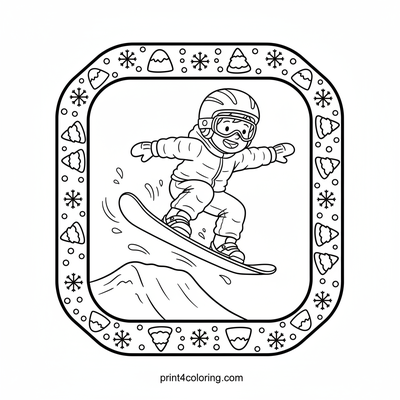 Soaring Snowboard Kid - free printable coloring page
