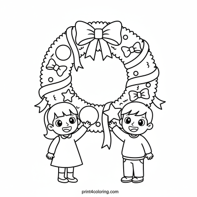 Christmas Wreath Decorating Fun! - free printable coloring page