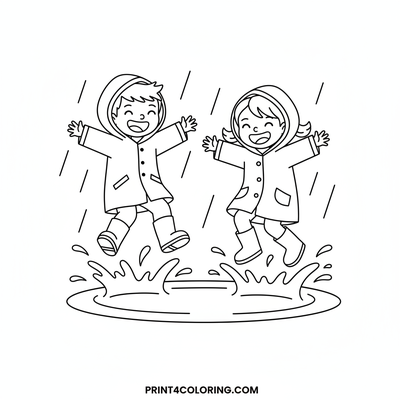 Joyful Puddle Jumpers - free printable coloring page