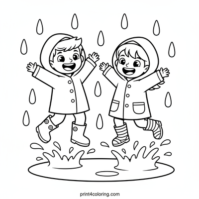 Rainy Day Puddle Jumpers - free printable coloring page