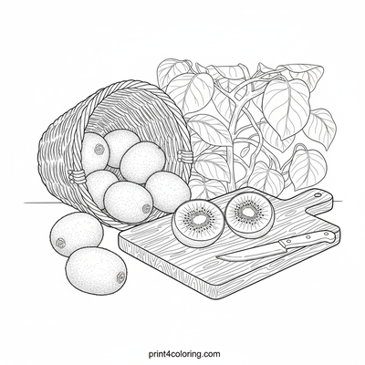 Bountiful Kiwi Harvest - free printable coloring page