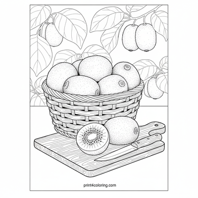 Kiwi Orchard Bounty - free printable coloring page