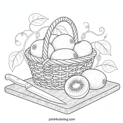 Bountiful Kiwi Harvest Still Life - free printable coloring page