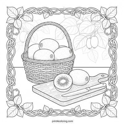 Bountiful Kiwi Harvest - free printable coloring page