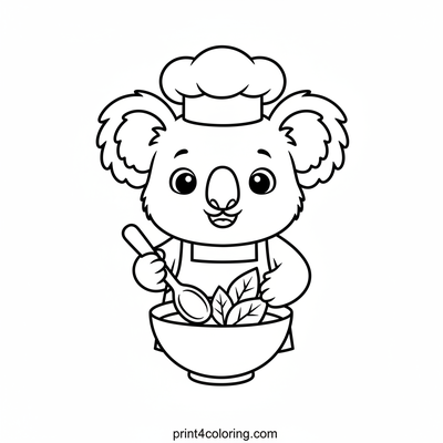 Chef Koala's Leafy Lunch Prep - free printable coloring page