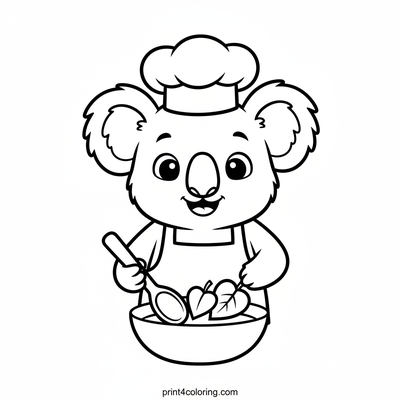 Chef Koala's Leafy Kitchen Fun - free printable coloring page