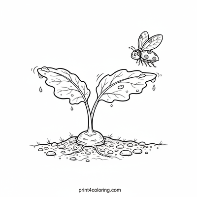 Kohlrabi's First Dewdrop Morning - free printable coloring page