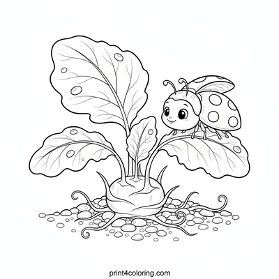 Kohlrabi Sprout's Dewdrop Awakening - free printable coloring page