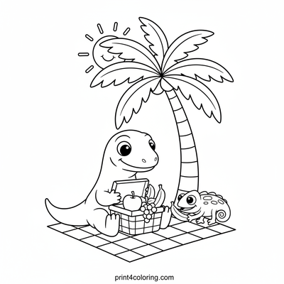 Komodo Dragon's Fruity Friendship Picnic - free printable coloring page
