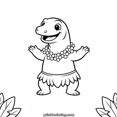 Komodo Dragon's Tropical Dance Party! - free printable coloring page