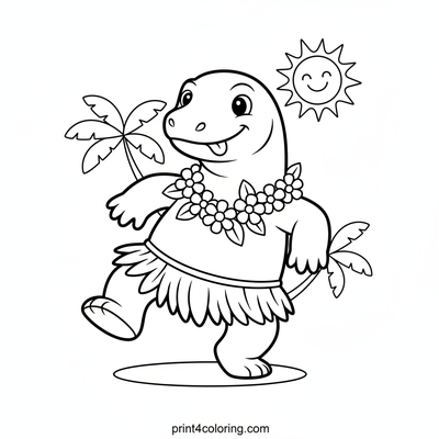 Wobbly Komodo's Tropical Dance Party - free printable coloring page
