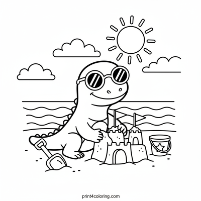 Komodo's Sunny Sandcastle Adventure - free printable coloring page