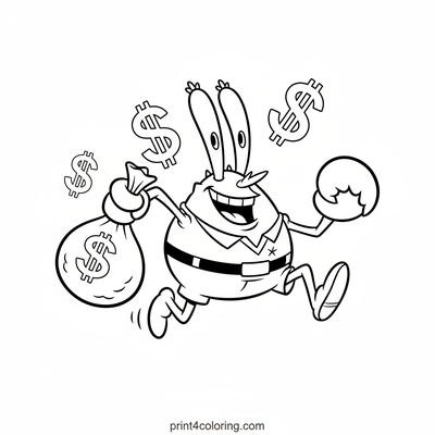 Mr. Krabs' Cash Dash Adventure! - free printable coloring page