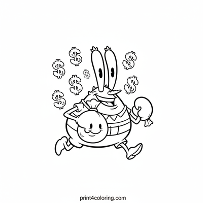 Mr. Krabs' Happy Money Dash - free printable coloring page
