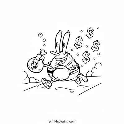Mr. Krabs' Big Money Dash! - free printable coloring page