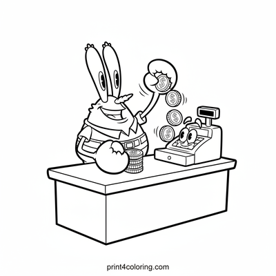 Mr. Krabs' Krusty Krab Counting Time - free printable coloring page
