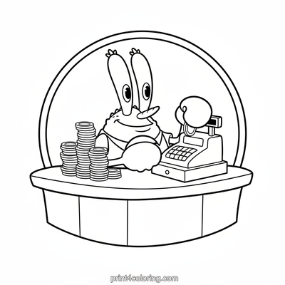 Mr. Krabs' Krusty Krab Coin Count - free printable coloring page