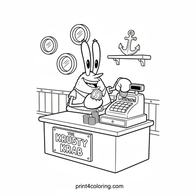 Mr. Krabs' Krusty Krab Counting Time - free printable coloring page