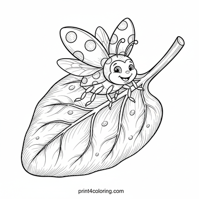 A Ladybug's Dewy Spinach Perch - free printable coloring page