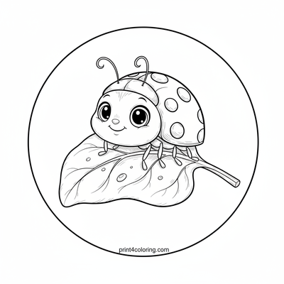 Ladybug's Cozy Leafy Perch - free printable coloring page