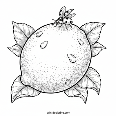 Detailed Ladybug on a Dewy Lime Perch - free printable coloring page