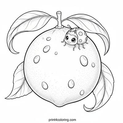 Ladybug's Glistening Lime Perch - free printable coloring page