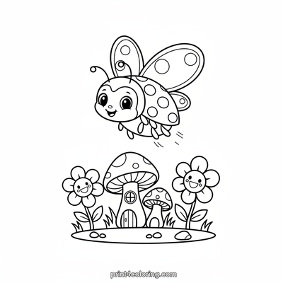 Sparklewing Ladybug's Whimsical Garden - free printable coloring page