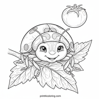 Ladybug's Ripe Tomato Discovery - free printable coloring page
