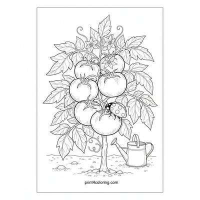 Ladybug's Grand Tomato Adventure - free printable coloring page