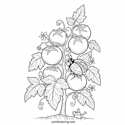 Ladybug's Grand Tomato Adventure - free printable coloring page