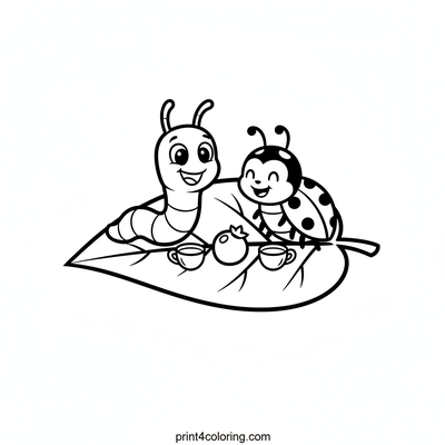 Worm and Ladybug's Leafy Tea Party - free printable coloring page