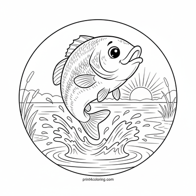 Majestic Bass Leap at Sunrise - free printable coloring page