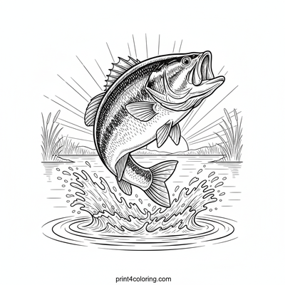 Dynamic Dawn Bass Leap - free printable coloring page