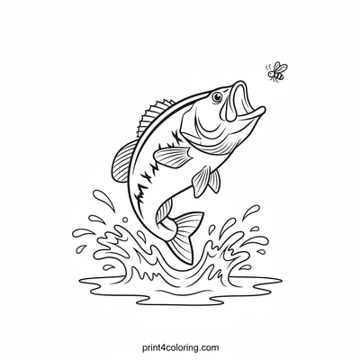 The Leaping Bass's Big Catch - free printable coloring page