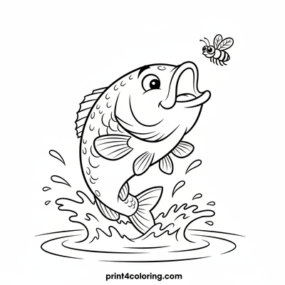 Big Bass's Leaping Lunch - free printable coloring page