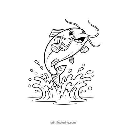 Joyful Catfish Splash! - free printable coloring page