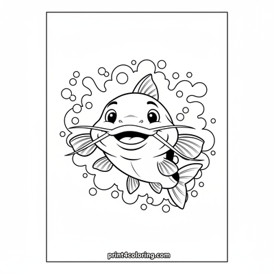 Smiling Catfish's Big Splash! - free printable coloring page