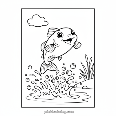 Joyful Catfish Leap! - free printable coloring page