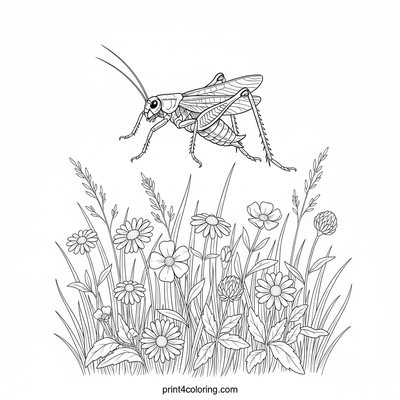 Grand Cricket's Wildflower Leap - free printable coloring page
