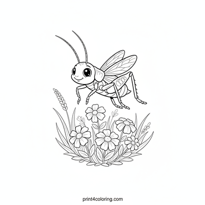 Leaping Cricket's Wildflower Ballet - free printable coloring page