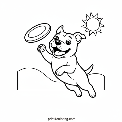 Happy Leaping Pitbull with Frisbee