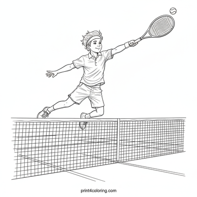Tennis Ace's Mid-Air Volley! - free printable coloring page