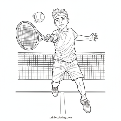 Leaping Volley Ace - free printable coloring page