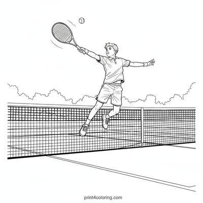 Mid-Air Tennis Triumph! - free printable coloring page