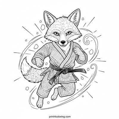 Master Fox's Dynamic Dragon Kick - free printable coloring page