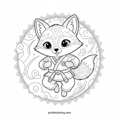 Master Fox's Flying Kick - free printable coloring page