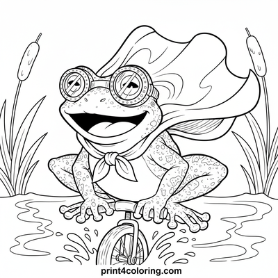 Froggy's Fearless Unicycle Leap - free printable coloring page