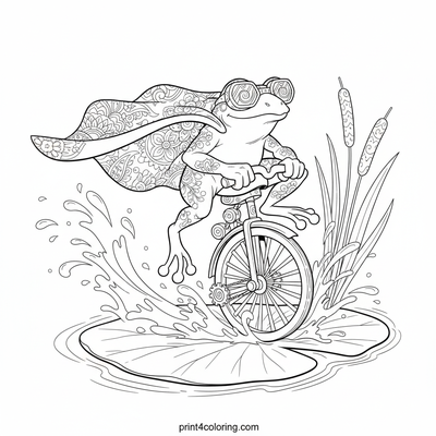 The Great Froggy Unicycle Leap! - free printable coloring page