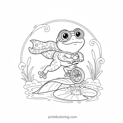 Froggy's Fearless Unicycle Leap - free printable coloring page